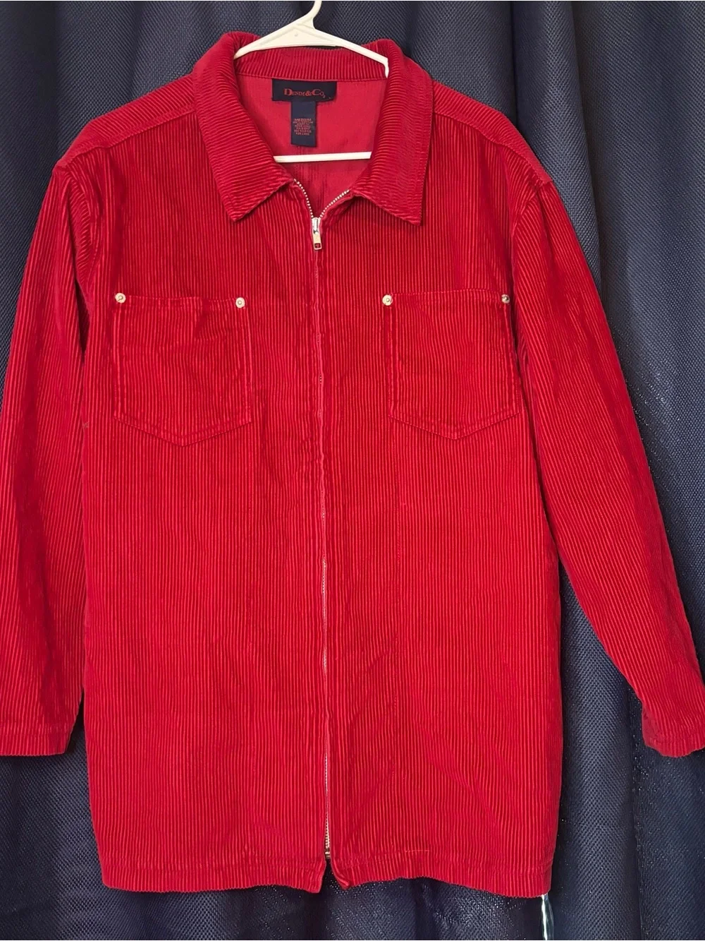 Vintage Denim & Co Red Corduroy Jacket Men’s M 100% Cotton Full Zip Hong Kong